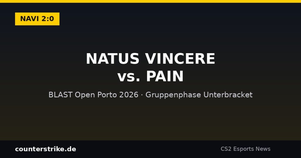 Natus Vincere gegen paiN bei BLAST Open Porto 2026, Ergebnisgrafik 2 zu 0