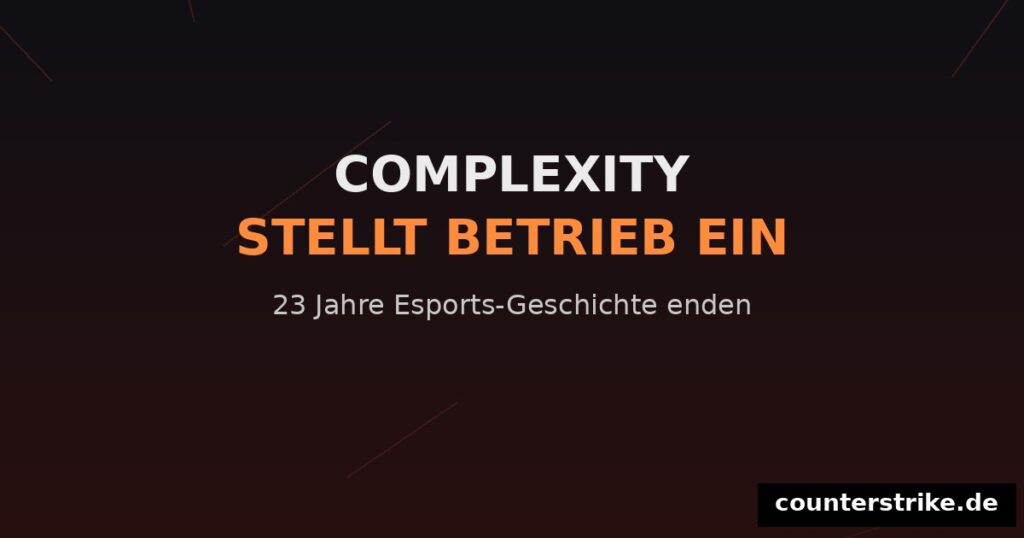 Dunkles Grafik-Banner: Complexity stellt nach 23 Jahren den Esports-Betrieb ein