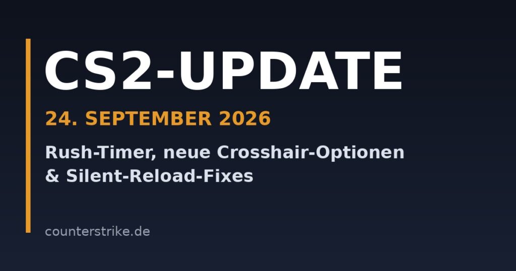 CS2-Update vom 24. September 2026: Rush-Timer, neue Crosshair-Optionen und Silent-Reload-Fixes