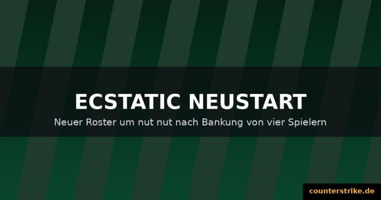 Dunkles CS2-Grafikmotiv mit Text ECSTATIC Neustart: neuer Roster um nut nut nach Bankung von vier Spielern, Branding counterstrike.de