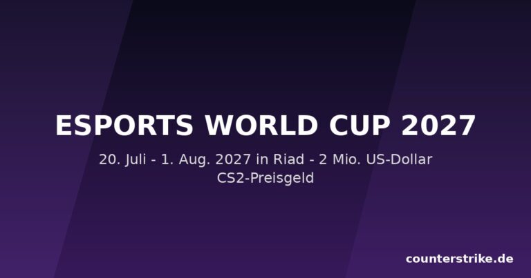 Grafik zur Esports World Cup 2027 in Riad mit Termin und Preisgeld
