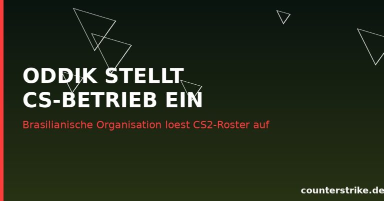 Grafik zur Einstellung des CS2-Betriebs der Organisation ODDIK, neutrales Esports Motiv