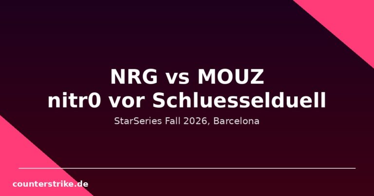 NRG gegen MOUZ: nitr0 vor Schlüsseldüll bei der StarSeries Fall