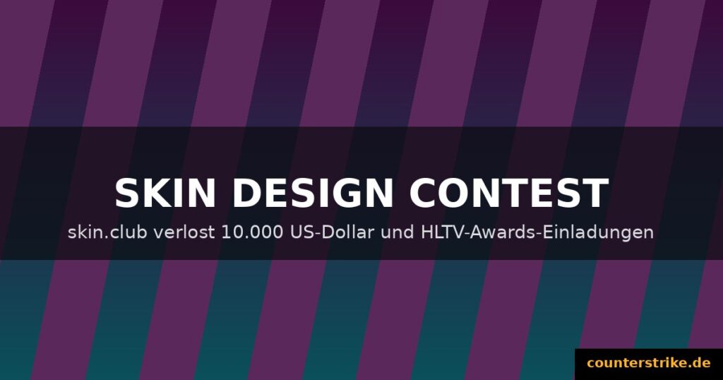 Buntes CS2-Grafikmotiv mit Text Skin Design Contest: skin.club verlost 10000 US-Dollar und HLTV-Awards-Einladungen, Branding counterstrike.de