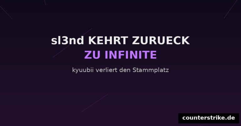 Dunkles Grafik-Banner: sl3nd kehrt zu INFINITE zurueck