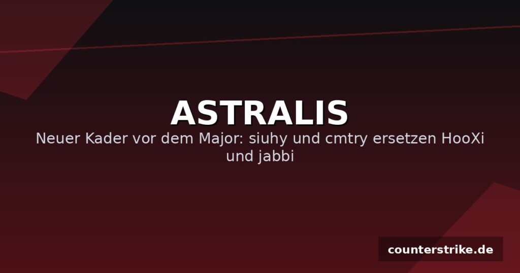 Grafik mit dem Astralis-Schriftzug zum neuen CS2-Kader vor dem Major