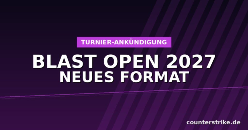 Ankündigungsgrafik zum BLAST Open 2027 Season 3 mit neuem Turnierformat in den USA