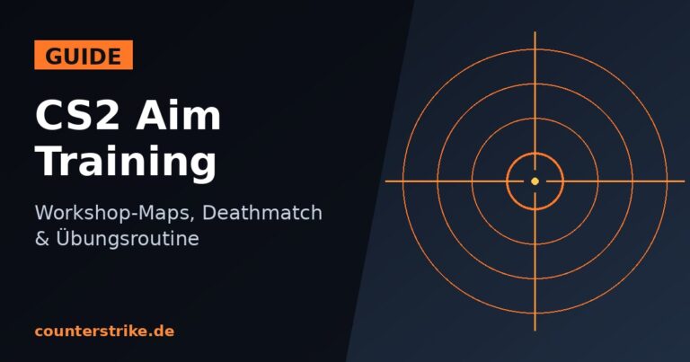 Beitragsbild CS2 Aim Training Guide: Fadenkreuz mit Zielscheibe auf dunklem Hintergrund