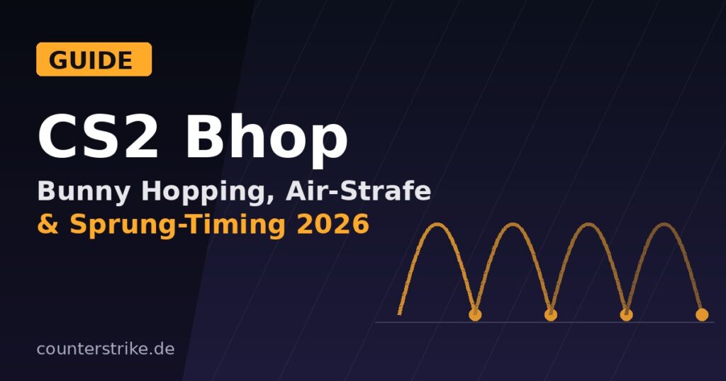 Beitragsbild CS2 Bhop Guide: Sprungbögen als Symbol für Bunny Hopping, Air-Strafe und Sprung-Timing