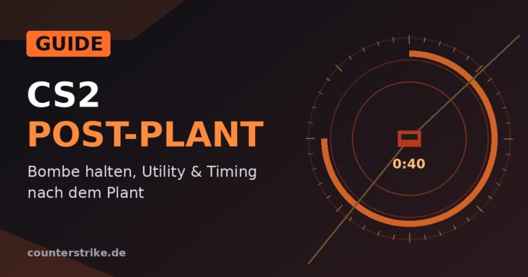 Beitragsbild: CS2 Post-Plant Guide mit stilisiertem Bomben-Timer auf dunklem Hintergrund