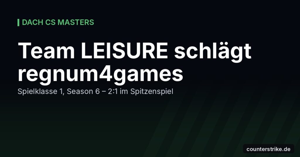Beitragsbild: Team LEISURE schlägt regnum4games in der DACH CS Masters Spielklasse 1