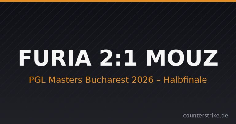 Ergebnisgrafik: FURIA besiegt MOUZ 2:1 im Halbfinale der PGL Masters Bucharest 2026