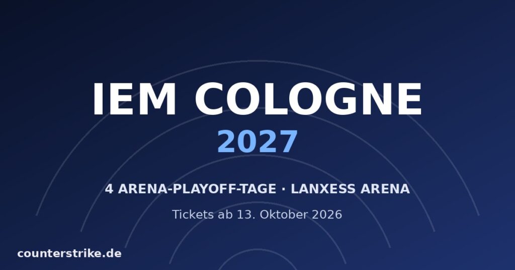 Grafik zu IEM Cologne 2027: vier Arena-Playoff-Tage in der LANXESS Arena