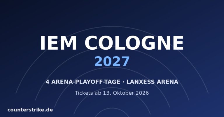 Grafik zu IEM Cologne 2027: vier Arena-Playoff-Tage in der LANXESS Arena