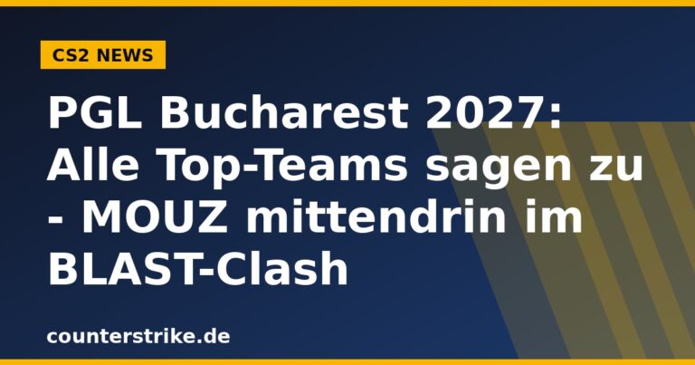 Symbolgrafik zum Terminkonflikt zwischen PGL Bucharest 2027 und BLAST Bounty mit MOUZ als beteiligtem Team